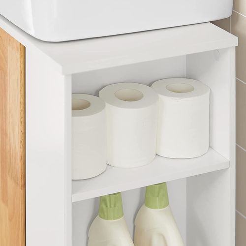 Meuble Sous Lavabo Placard De Rangement Avec Porte Et 2 Compartiments Latéral, BZr75-w