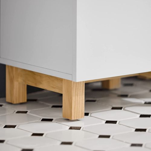 Armoire à Linge, Corbeille à Linge Avec 1 Tiroir Et 1 Panier à Linge Amovible, Blanc, BZr93-w