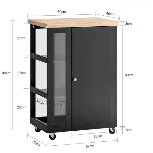 Chariot De Service Desserte De Cuisine à Roulettes Table Roulante Meuble De Rangement, Fkw75-sch
