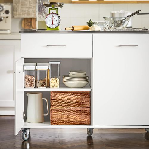 Desserte De Cuisine Sur Roulettes Îlot De Cuisine Buffet Avec Plan De Travail, Fkw117-w