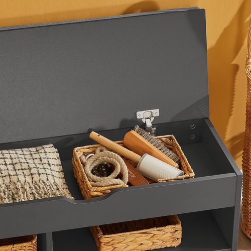 Banc De Rangement à Chaussures Bottes Avec Coussin Rembourré Meuble D'entrée, Fsr45-dg