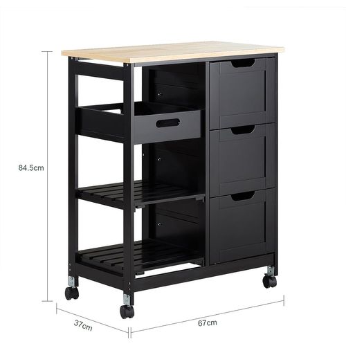 Chariot De Service Desserte De Cuisine à Roulettes Table Roulante Meuble De Rangement, Fkw79-sch