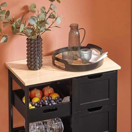 Chariot De Service Desserte De Cuisine à Roulettes Table Roulante Meuble De Rangement, Fkw79-sch