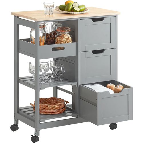 Chariot De Service Desserte De Cuisine à Roulettes Table Roulante Meuble De Rangement, Fkw79-hg