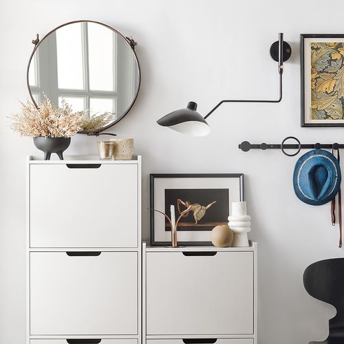 Meuble à Chaussures, Meuble De Rangement à Chaussures Avec 3 Abattants, Blanc, Fsr151-h-w