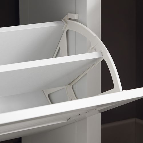 Armoire à Chaussures Commode à Chaussures 2 Abattants Meuble De Rangement à Chaussures, Fsr152-w