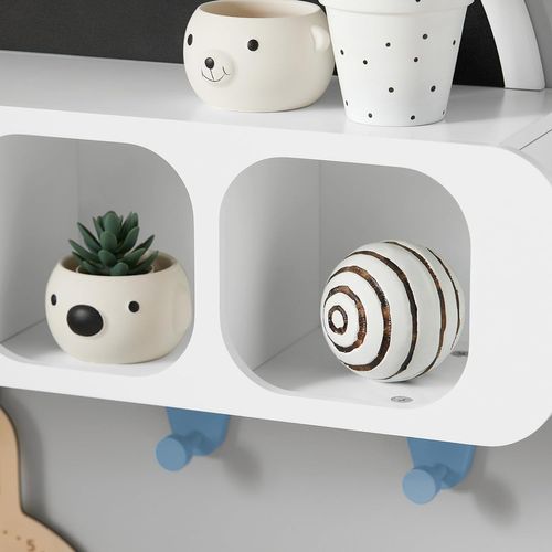 Étagères De Rangement Suspendue, 1 Tableau Noir En Demi-lune, 3 Compartiments Et 3 Crochets, Kmb86-w