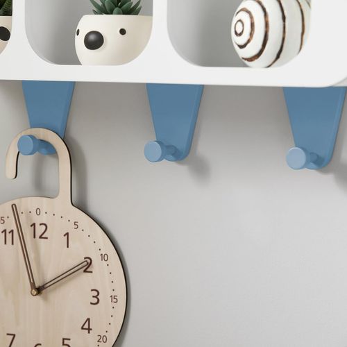 Étagères De Rangement Suspendue, 1 Tableau Noir En Demi-lune, 3 Compartiments Et 3 Crochets, Kmb86-w