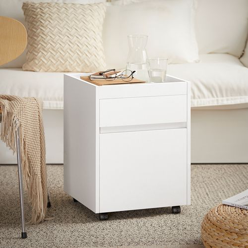 Caisson Bureau Mobile, Petit Meuble à Dossier Sur Roulettes, Meuble De Rangement Mobile, Fbt121-w