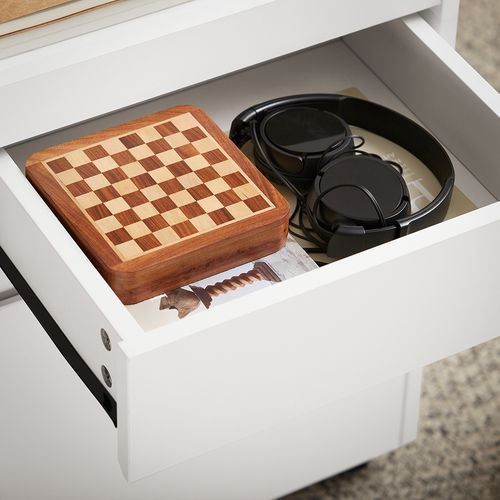 Caisson Bureau Mobile, Petit Meuble à Dossier Sur Roulettes, Meuble De Rangement Mobile, Fbt121-w