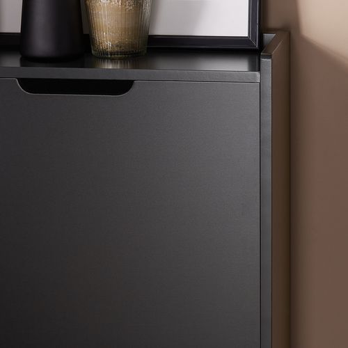 Meuble à Chaussures Meuble De Rangement à Chaussures Avec 3 Abattants, Noir , Fsr151-h-sch