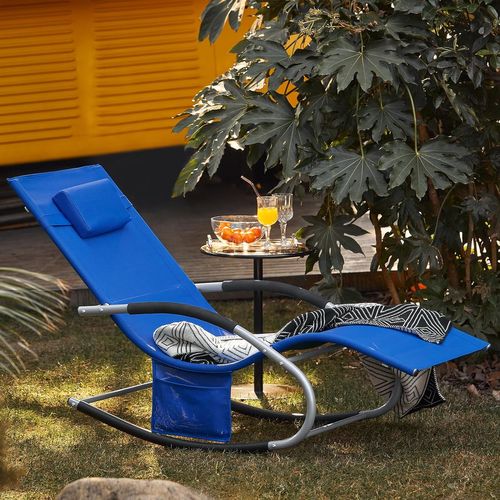 Bain De Soleil Chaise Longue Appui-tête Et Pochette Latérale Et Repose-pieds, Ogs28-kb