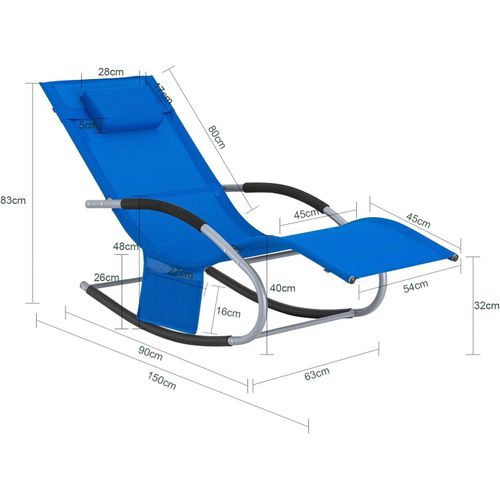 Bain De Soleil Chaise Longue Appui-tête Et Pochette Latérale Et Repose-pieds, Ogs28-kb