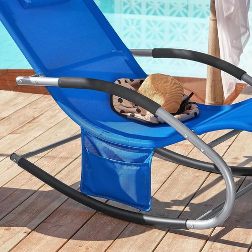 Bain De Soleil Chaise Longue Appui-tête Et Pochette Latérale Et Repose-pieds, Ogs28-kb