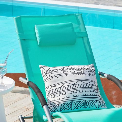 Bain De Soleil Chaise Longue Appui-tête Et Pochette Latérale Et Repose-pieds, Ogs28-tb