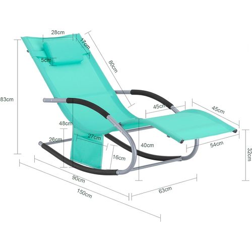 Bain De Soleil Chaise Longue Appui-tête Et Pochette Latérale Et Repose-pieds, Ogs28-tb