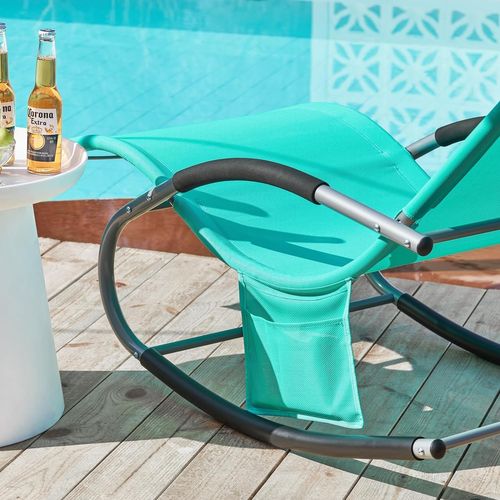 Bain De Soleil Chaise Longue Appui-tête Et Pochette Latérale Et Repose-pieds, Ogs28-tb