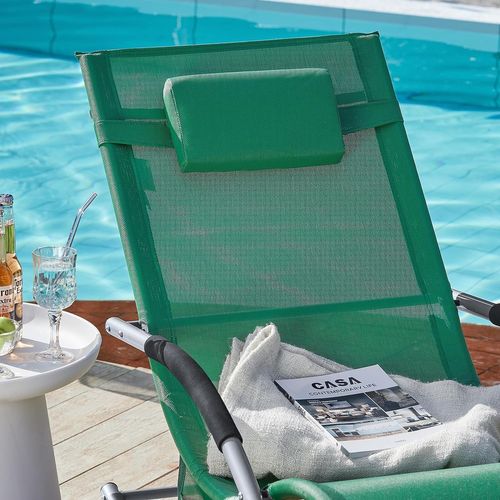 Bain De Soleil Chaise Longue Appui-tête Et Pochette Latérale Et Repose-pieds, Ogs28-wd