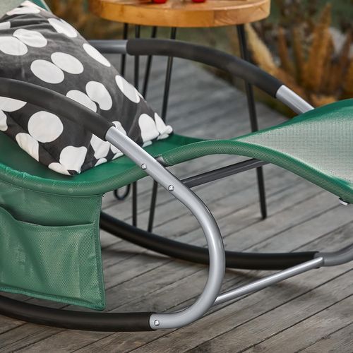 Bain De Soleil Chaise Longue Appui-tête Et Pochette Latérale Et Repose-pieds, Ogs28-wd