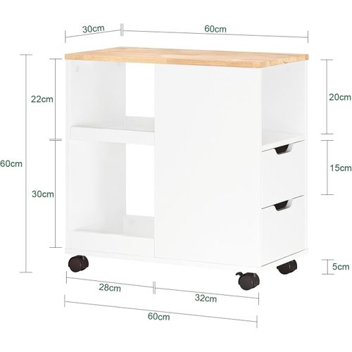 Bout De Canapé, Table D'appoint Avec 2 Tiroirs, Compartiment Ouvert, Blanc, Fbt130-wn