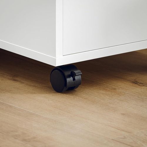 Bout De Canapé, Table D'appoint Avec 2 Tiroirs, Compartiment Ouvert, Blanc, Fbt130-wn