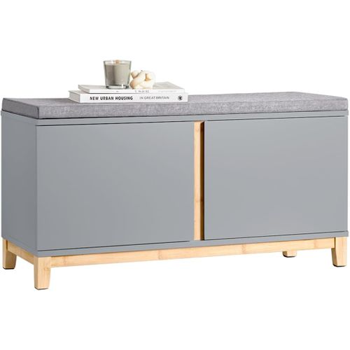 Banc à Chaussures Banc De Rangement Meuble à Chaussures Avec Siège Rembourré Et 2 Portes, Fsr117-hg