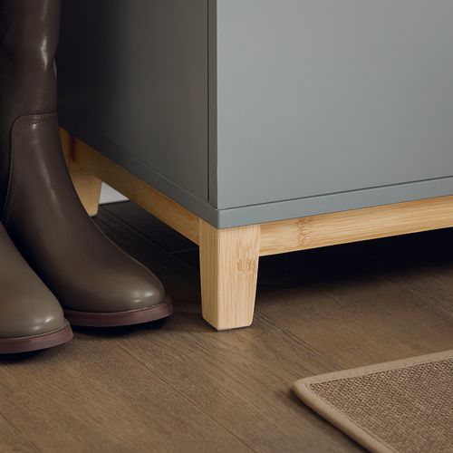 Banc à Chaussures Banc De Rangement Meuble à Chaussures Avec Siège Rembourré Et 2 Portes, Fsr117-hg