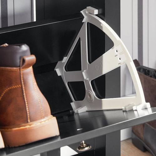 Armoire à Chaussures 2 Abattants Meuble D'entrée Coffre Rangement Noir, Fsr89-sch