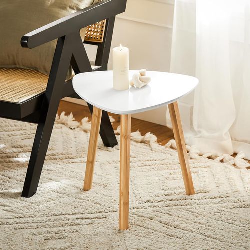 Tables Basses Gigognes Table Café Table D'appoint – Set De 2, Gris Et Blanc, Fbt74-hg