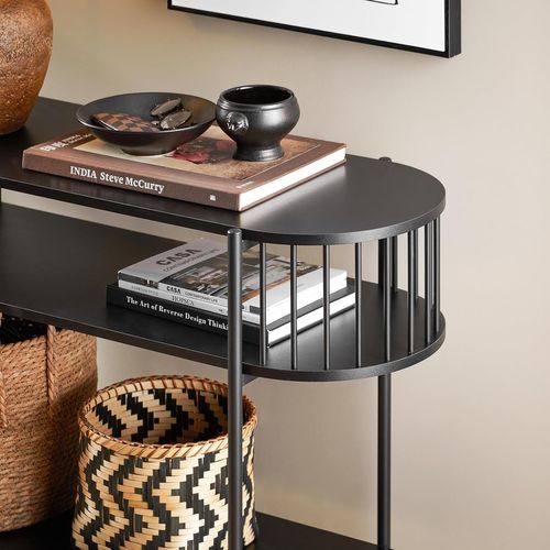 Table Console à 3 Niveaux, Table D’appoint Design, Table D’entrée, Noir, Fsb90-sch