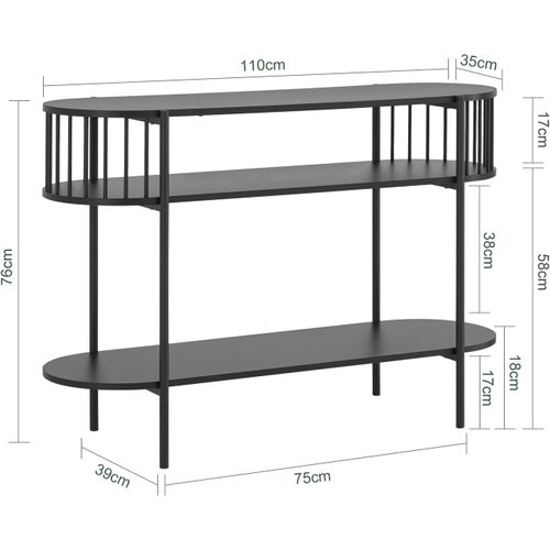 Table Console à 3 Niveaux, Table D’appoint Design, Table D’entrée, Noir, Fsb90-sch