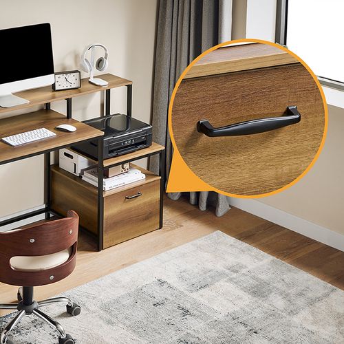 Table De Bureau Avec 3 Étagères, Bureau Informatique, Cadre En Acier 143x90x50cm