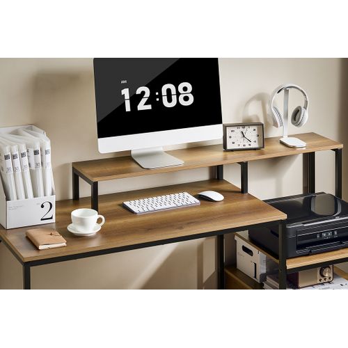 Table De Bureau Avec 3 Étagères, Bureau Informatique, Cadre En Acier 143x90x50cm