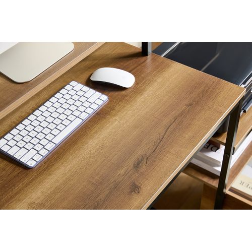 Table De Bureau Avec 3 Étagères, Bureau Informatique, Cadre En Acier 143x90x50cm