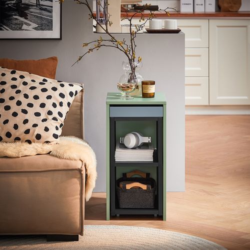 Bout De Canapé Sur Roulettes Table Gigogne Table De Chevet Étroite，vert, Fbt145-gr