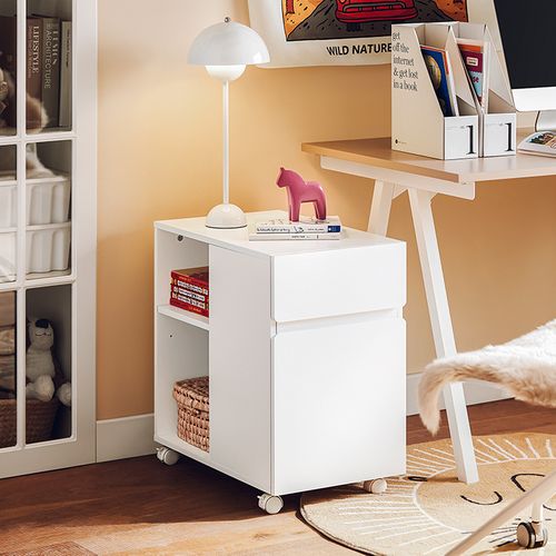 Caisson De Bureau Roulant Avec Tiroirs Et Compartiments, Support Imprimante 58x35x59 Cm