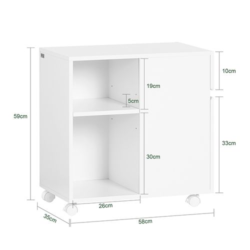 Caisson De Bureau Roulant Avec Tiroirs Et Compartiments, Support Imprimante 58x35x59 Cm