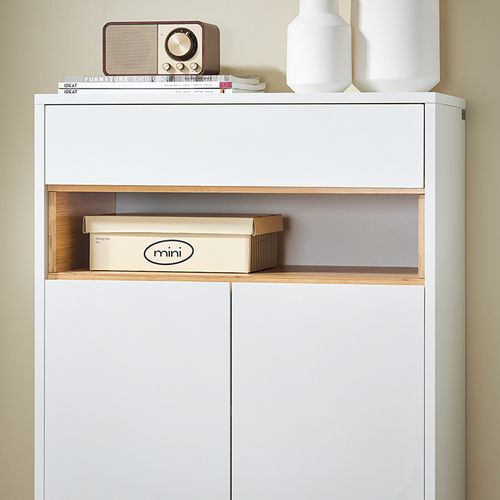 Meuble à Chaussures Et Rangement – 1 Tiroir, 1 Compartiment, 2 Portes, 60x34x85 Cm