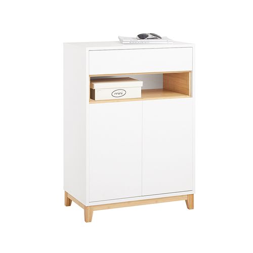 Meuble à Chaussures Et Rangement – 1 Tiroir, 1 Compartiment, 2 Portes, 60x34x85 Cm