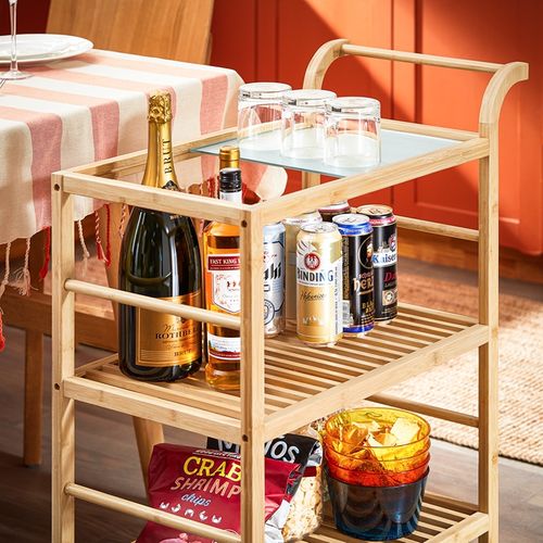 Chariot De Service à Roulettes, Desserte De Cuisine 3 Niveaux, 85x65,5x80 Cm