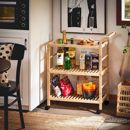 Chariot De Service à Roulettes, Desserte De Cuisine 3 Niveaux, 85x65,5x80 Cm