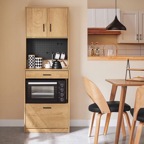 Buffet De Cuisine Multifonction – 2 Portes, 2 Tiroirs, 1 Compartiment, Panneau Perforé, 60x40x170 Cm