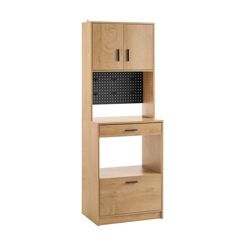 Buffet De Cuisine Multifonction – 2 Portes, 2 Tiroirs, 1 Compartiment, Panneau Perforé, 60x40x170 Cm