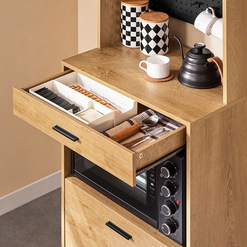 Buffet De Cuisine Multifonction – 2 Portes, 2 Tiroirs, 1 Compartiment, Panneau Perforé, 60x40x170 Cm