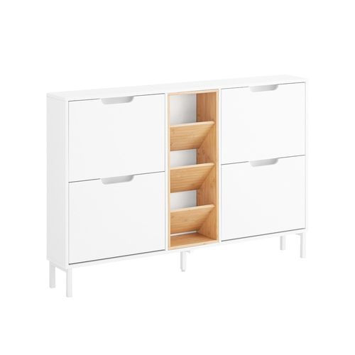 Fsr183-wn Armoire à Chaussures Avec 4 Abattants Et 3 Compartiments, Blanc