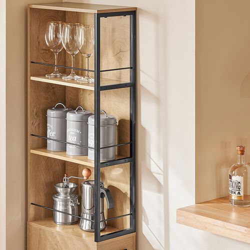 Meuble Colonne à Roulettes – Rangement Étroit 3 Niveaux, 3 Tiroirs, 40x20x169,5 Cm