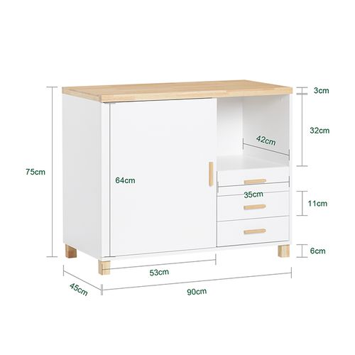 Caisson De Bureau Avec Tiroirs, Organiseur Bureau, Support Imprimante, 90x45x75 Cm