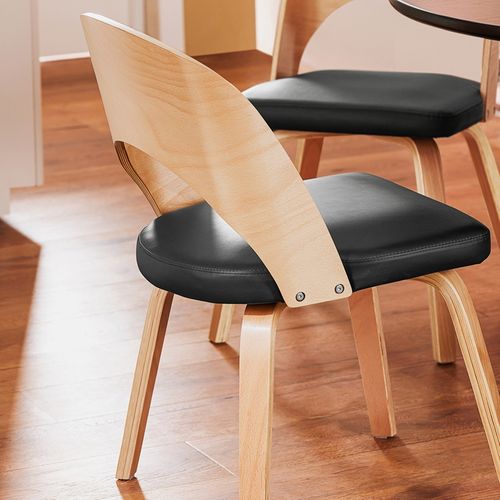 Chaise en Bois Naturel et Noir, Confort Moderne, 48x55x79 cm, pour Salle à Manger ou Bureau