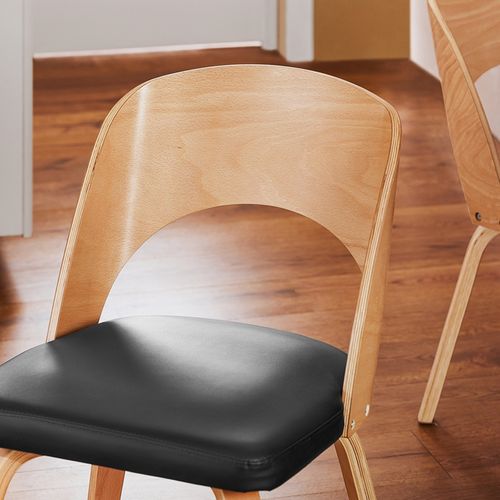 Chaise en Bois Naturel et Noir, Confort Moderne, 48x55x79 cm, pour Salle à Manger ou Bureau