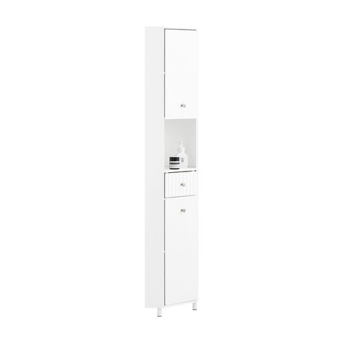 Armoire De Rangement Étroite - Gain De Place, 1 Tiroir, 2 Portes, Blanc, 44x31x171 Cm